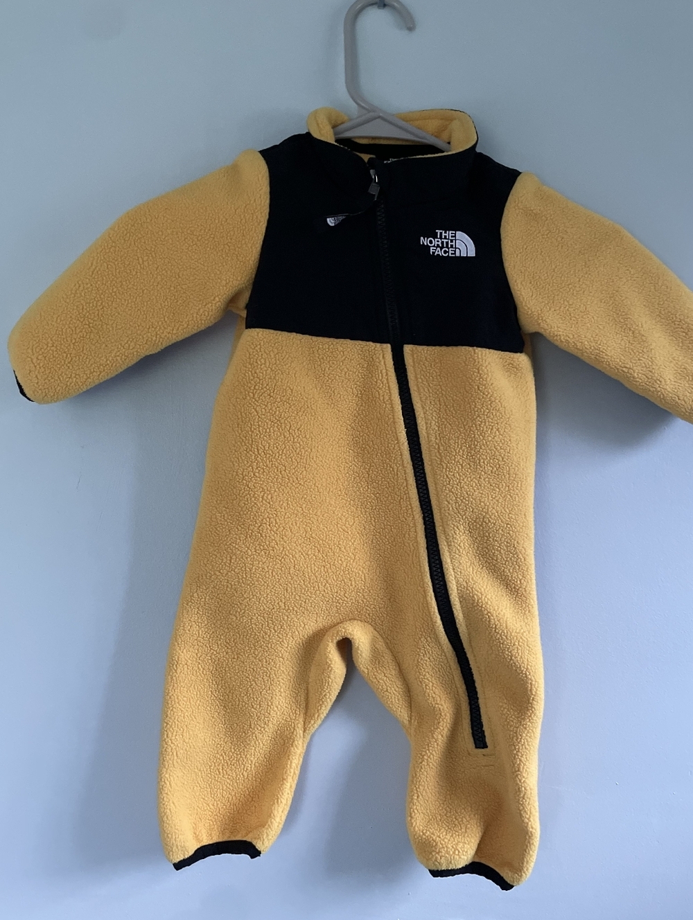 The North Face Yellow and Black Kids Fleece Footie